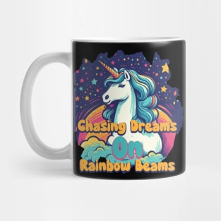 Chasing dreams on rainbow beams Mug